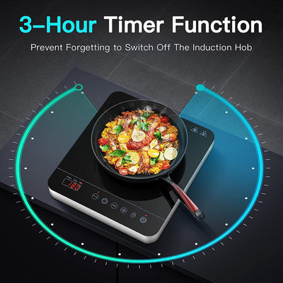 Electric Cooktop 110v,Single Burner Electric Stove Infrared Cooktop Hot  Plate 1800W,4-Hour Setting,Black Crystal Glass Surface Compatible for All